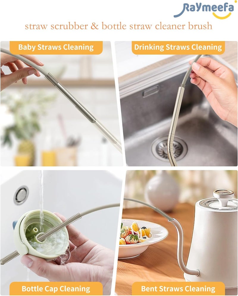 Raymeefa Silicone Straw Cleaner Brush (2-Pack),Extra Long Pipe Cleaners for Standard Straws,Compatible with 30/40 oz Tumbler Straws,Scratch-Free & Easy to Clean(Khaki) - Image 2